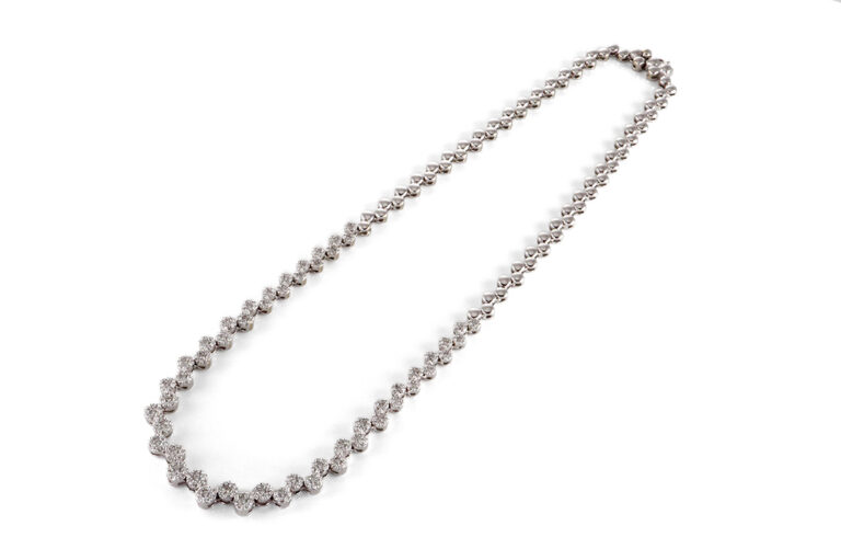 Collier 371 Brillanten insg. ca. 1,6 ct River-TW 750 Weißgold IGI [BRORS 19861]