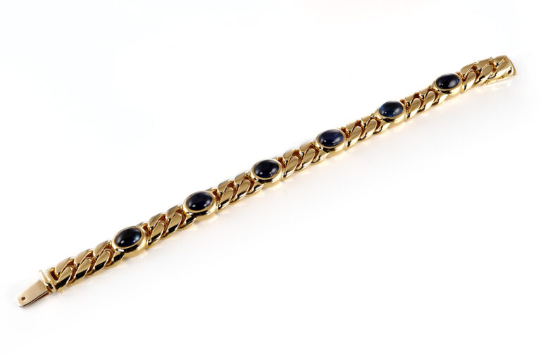 Panzerarmband Armband MASSIV 6 Saphire 18,0 ct 750 Gelbgold IGI [BRORS 20329]