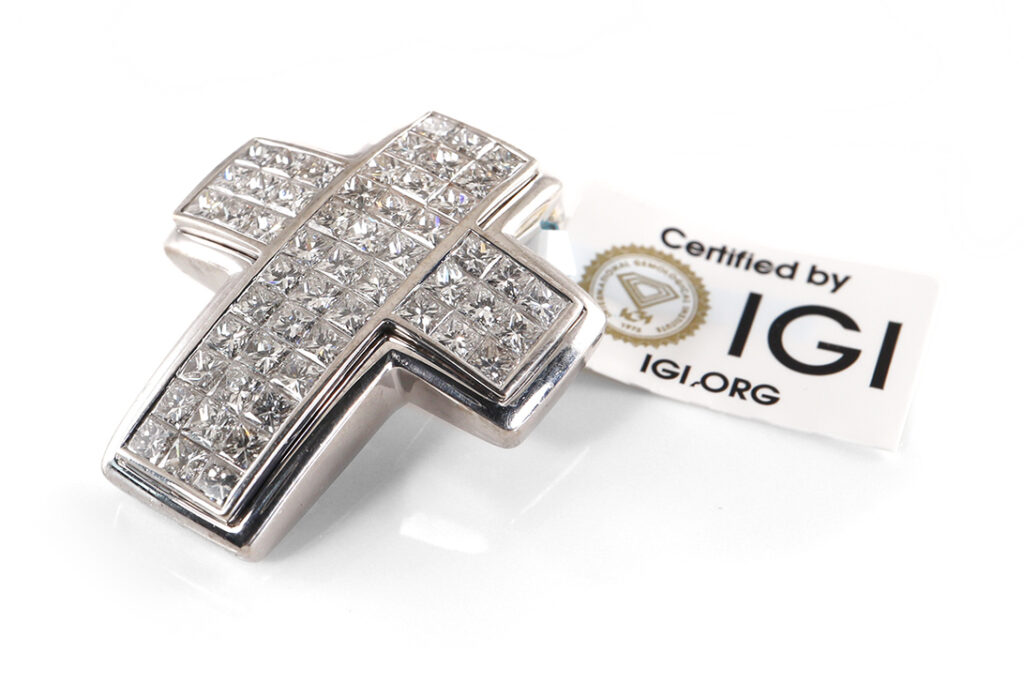 Kuck Kreuz Anhänger 54 Diamanten insg 3,26 ct D-F/VVS-VS 750 IGI [BRORS 20333]