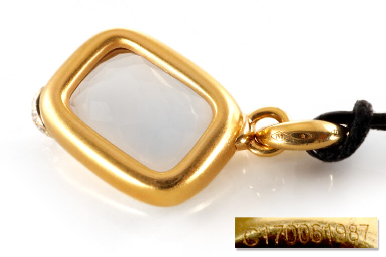 Pomellato Anhänger RITRATTO Quarz weiß 15 Brillanten 750 Gelbgold [BRORS 20337]