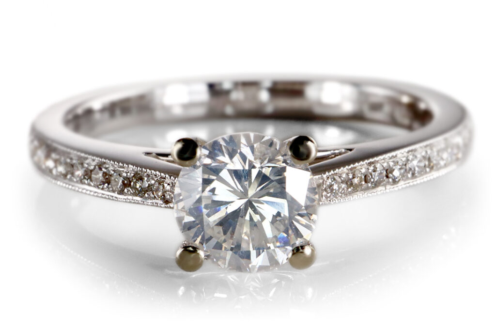Ring Brillant 0,66 ct TW/P1+ 20 Brillanten 750 IGI Gutachten Gr.54 [BRORS 20347]