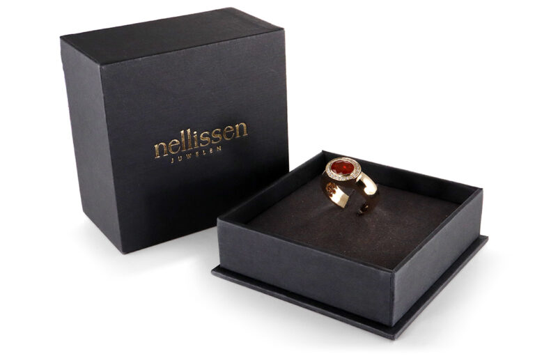 Nellissen Ring 1 Feueropal + 23 Diamanten ca 0,16 ct 585 Gold [BRORS 20357]