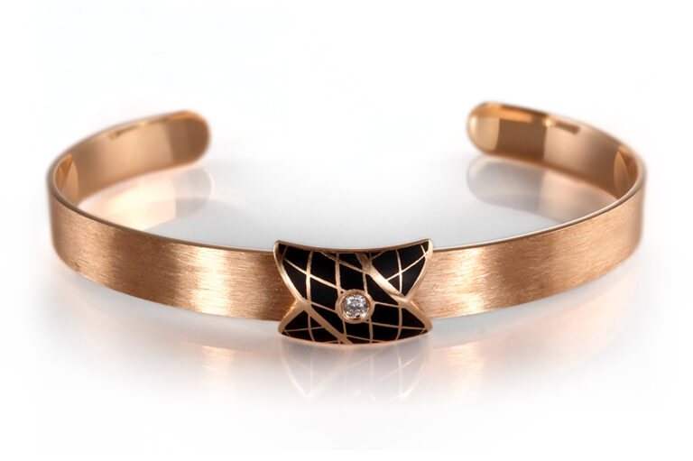 Armspange Leo Wittwer Brillant schwarze Kaltemaille 750 Rosegold [BRORS 20362]