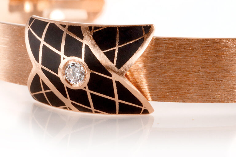 Armspange Leo Wittwer Brillant schwarze Kaltemaille 750 Rosegold [BRORS 20362]