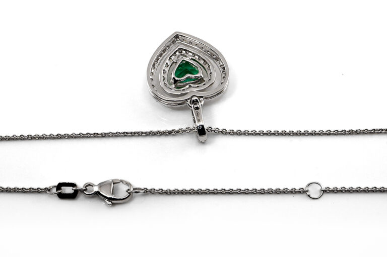 Kette Clip *Leicht* Smaragd Herz 0,77 ct + 57 Brillanten 750 Gold [BRORS 20364]