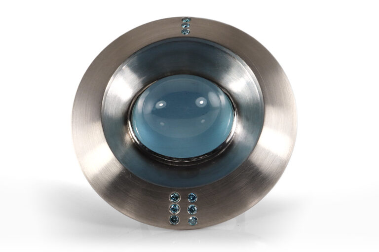 Flogaus *UFO* Ring Aquamarin Brillanten Fancy Gr 61 Handarbeit [BRORS 20375]