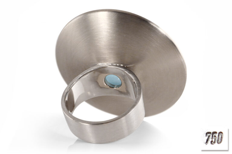 Flogaus *UFO* Ring Aquamarin Brillanten Fancy Gr 61 Handarbeit [BRORS 20375]
