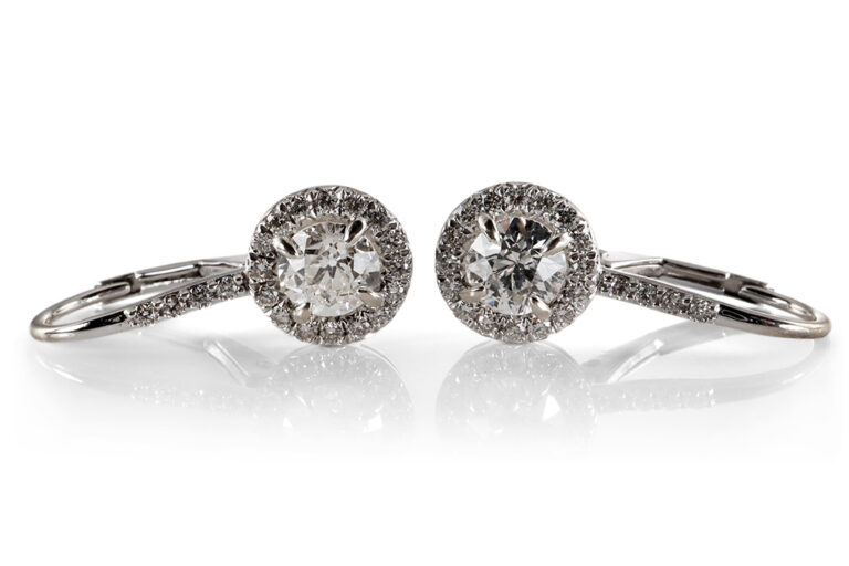 Ohrringe Ohrhänger 42 Brillanten insg ca 1,02 ct 750 Weißgold [BRORS 20380]