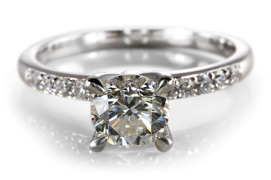 Ring 1 Brillant 0,64 ct J/VVS2 750 Weißgold DPL Gutachten Gr 54 [BRORS 20381]