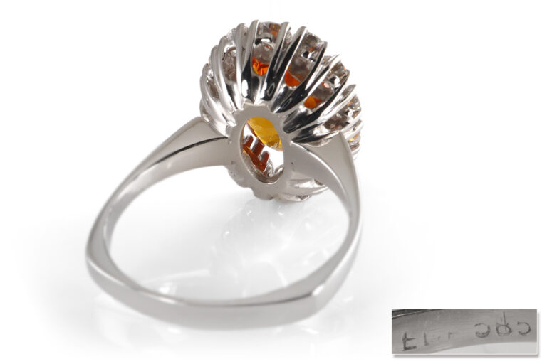 Ring orangener Saphir 4,53 Karat 14 Diamanten 1 ct DSEF Gutachten [BRORS 20384]