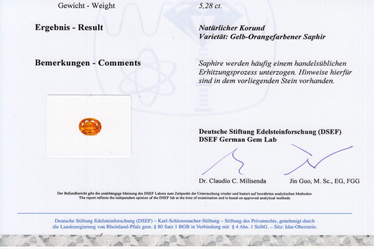 Ring orangener Saphir 4,53 Karat 14 Diamanten 1 ct DSEF Gutachten [BRORS 20384]
