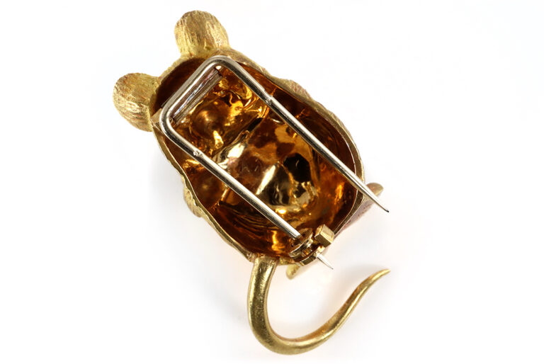 Vintage Brosche Hermès MAUS 750 Gelbgold Rubine [BRORS 20387]