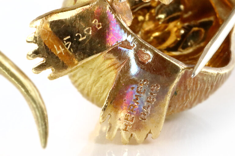 Vintage Brosche Hermès MAUS 750 Gelbgold Rubine [BRORS 20387]