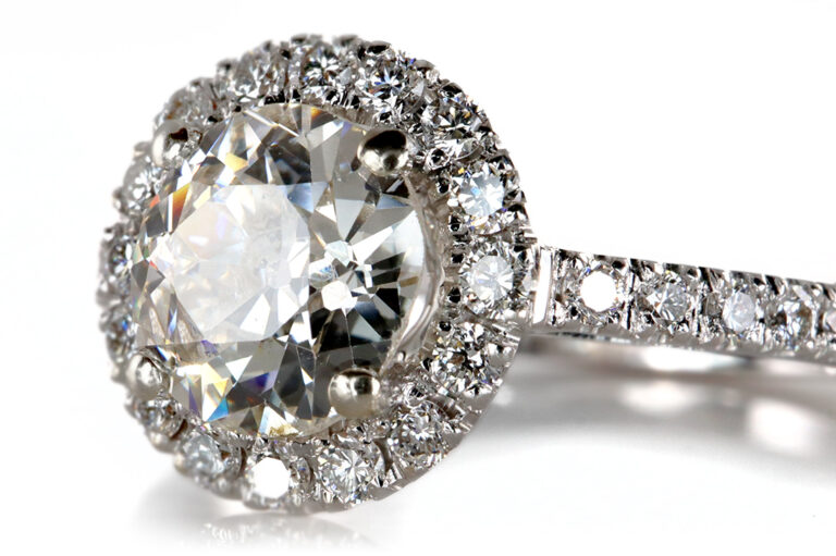Ring 1 Diamant Altschliff 0,88 ct H/SI1 750 Weißgold IGI Gr 54 [BRORS 20391]