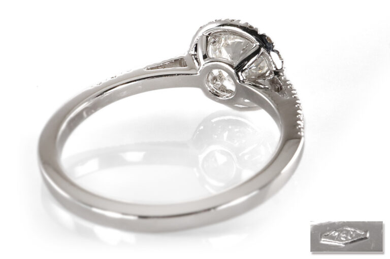 Ring 1 Diamant Altschliff 0,88 ct H/SI1 750 Weißgold IGI Gr 54 [BRORS 20391]