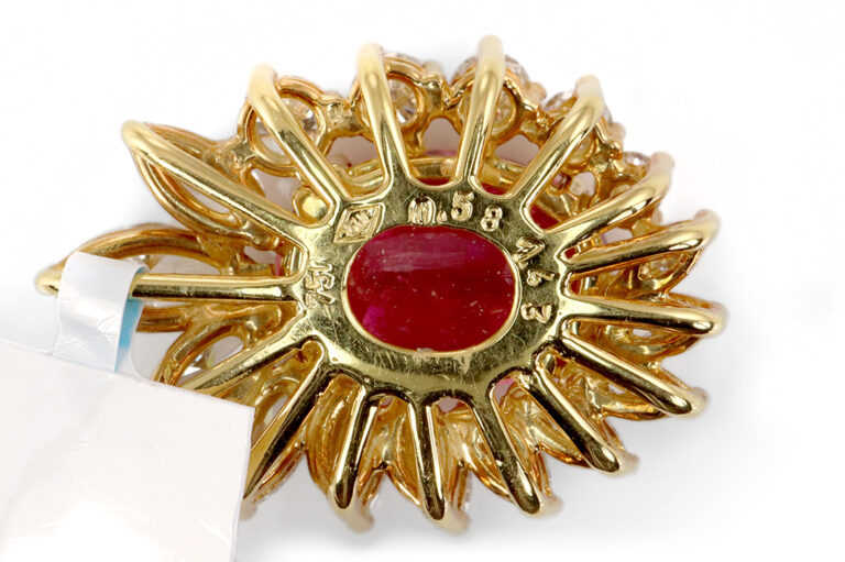 Anhänger Rubellith ca 4,8 ct + 16 Diamanten ca 2 ct 750 Gold IGI [BRORS 20393]