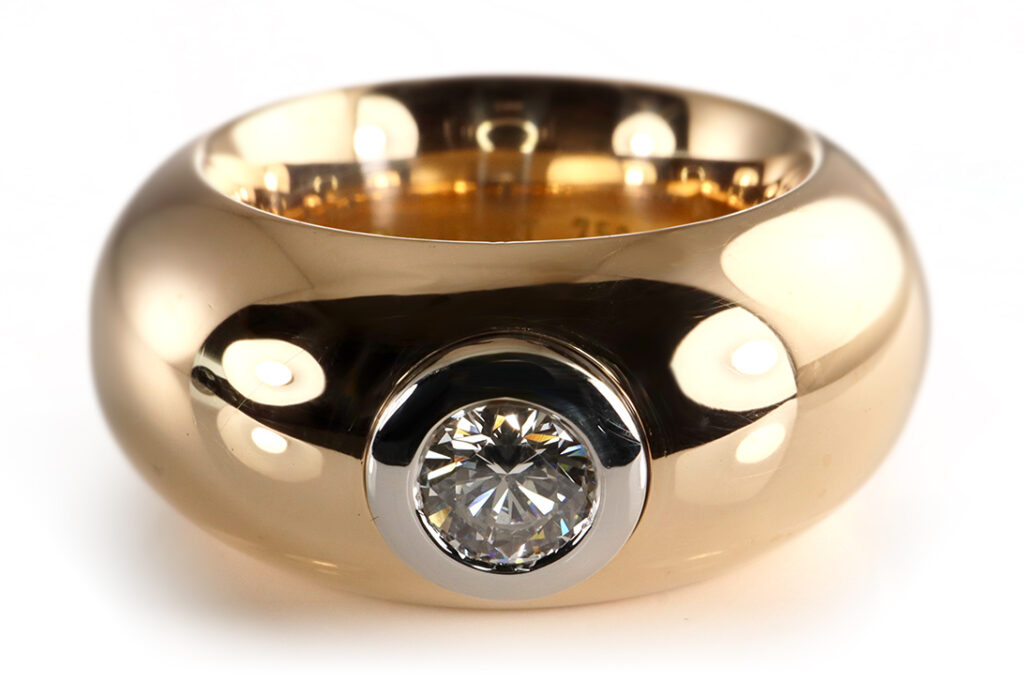 Schubart Ring 1 Brillant 0,55 ct I/VS 2 750 Gelbgold Platin DPL [BRORS 20399]