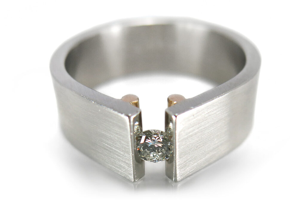 Bunz Ring Brillant 0,16 ct TW/VVS 950 Platin 750 Roségold [BRORS 11598]