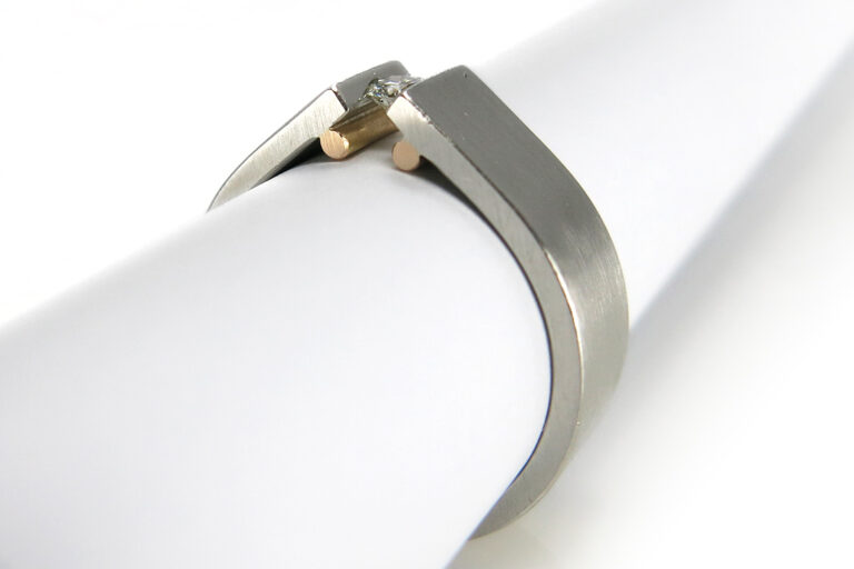 Bunz Ring Brillant 0,16 ct TW/VVS 950 Platin 750 Roségold [BRORS 11598]