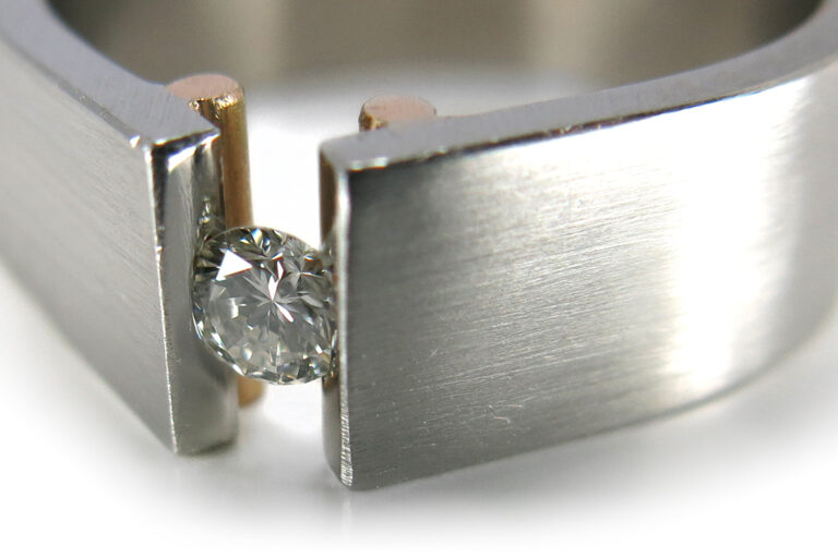 Bunz Ring Brillant 0,16 ct TW/VVS 950 Platin 750 Roségold [BRORS 11598]