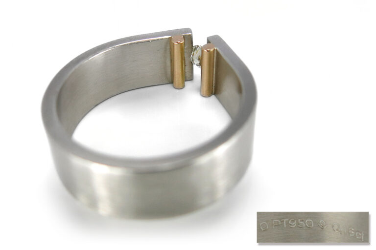 Bunz Ring Brillant 0,16 ct TW/VVS 950 Platin 750 Roségold [BRORS 11598]