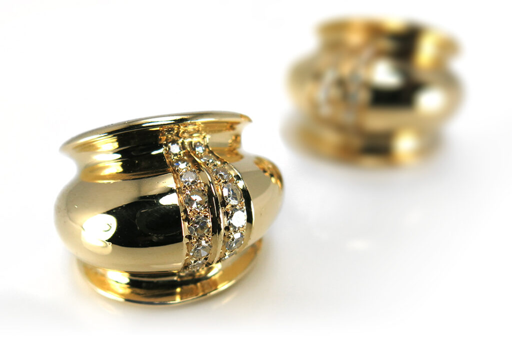 Vintage Ohrclips Christian Dior ca.1970 mit Diamanten Gelbgold [BRORS 11599]