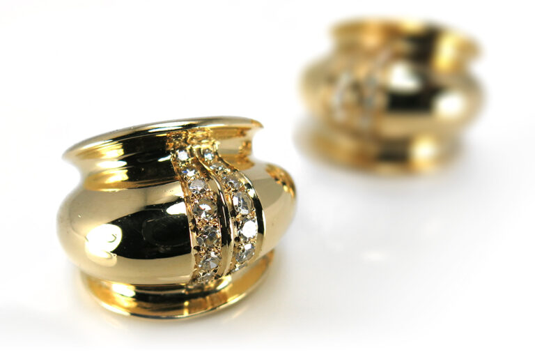 Vintage Ohrclips Christian Dior ca.1970 mit Diamanten Gelbgold [BRORS 11599]