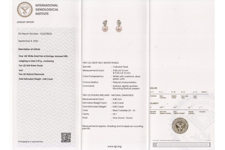 Ohrstecker Salzwasser Perlen Tropfen 2 Brillanten ca. 0,8 ct 750er [BRORS 19481]
