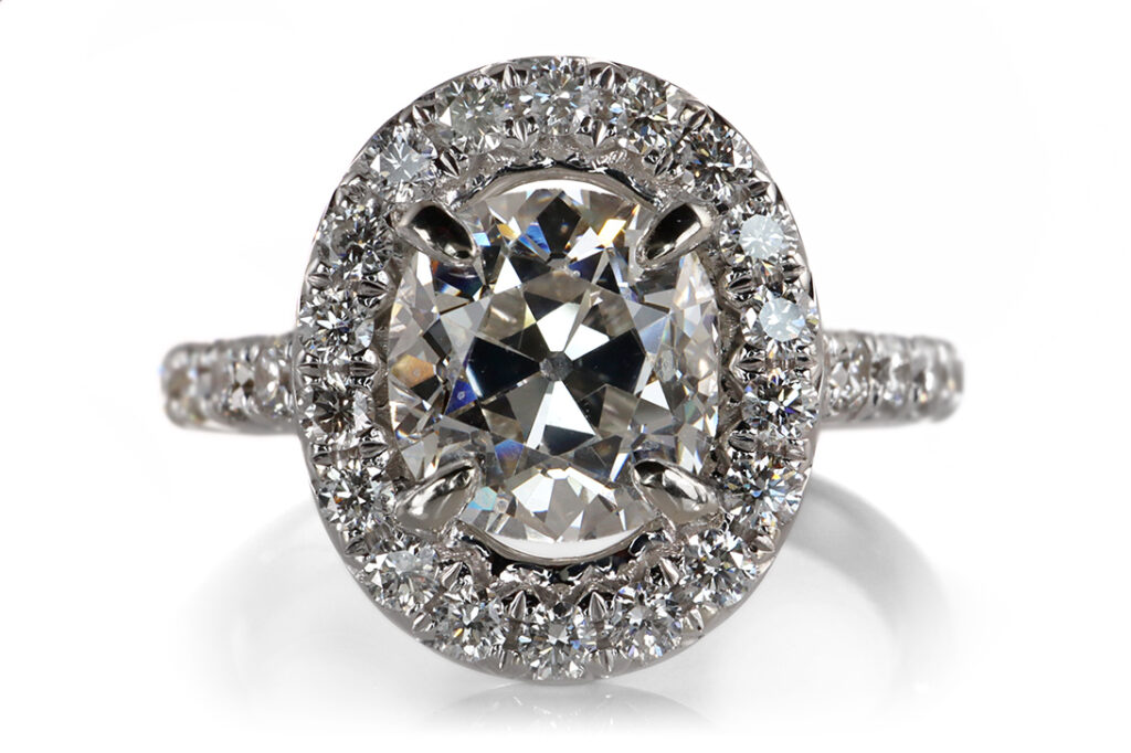 Ring 1 Diamant 1,58 ct + 30 Brillanten 0,64 ct Weißgold DPL Gr.55 [BRORS 20406]