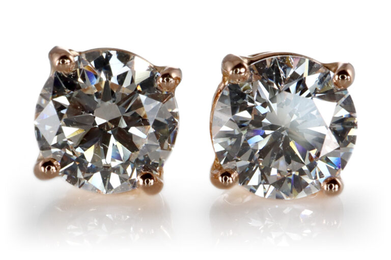 Solitär Ohrstecker 2 Brillanten 1,01 ct G/SI1-2 750 Rotgold DPL [BRORS 20416]
