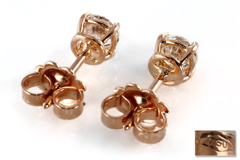 Solitär Ohrstecker 2 Brillanten 1,01 ct G/SI1-2 750 Rotgold DPL [BRORS 20416]