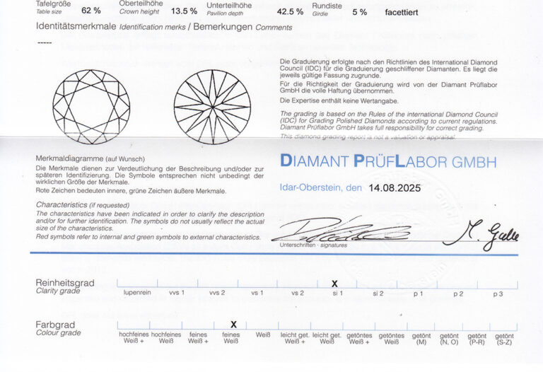 Solitär Ohrstecker 2 Brillanten 1,01 ct G/SI1-2 750 Rotgold DPL [BRORS 20416]