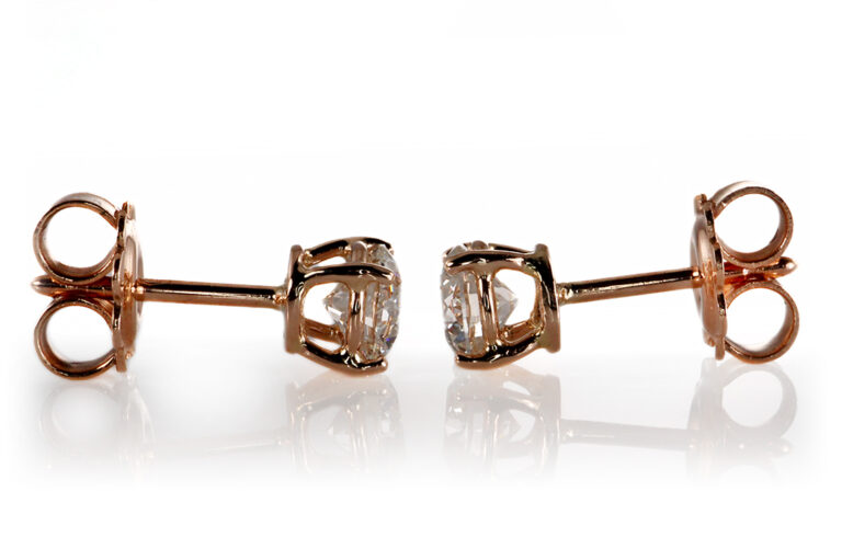 Solitär Ohrstecker 2 Brillanten 1,02 ct E-F/SI1-2 750 Rotgold DPL [BRORS 20417]