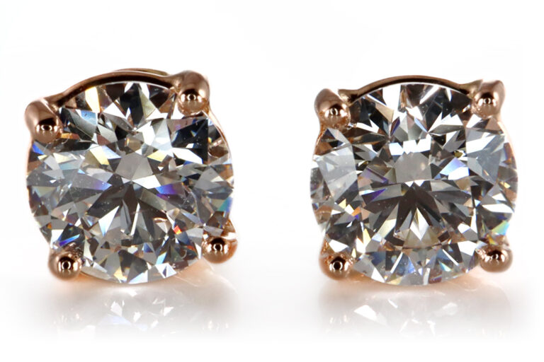 Solitär Ohrstecker 2 Brillanten 1,02 ct E-F/SI1-2 750 Rotgold DPL [BRORS 20417]
