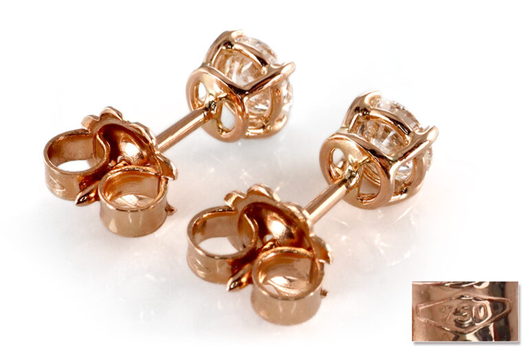 Solitär Ohrstecker 2 Brillanten 1,02 ct E-F/SI1-2 750 Rotgold DPL [BRORS 20417]