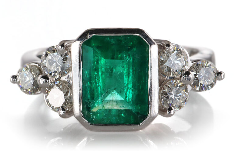 Ring Colombia Smaragd 1,2 ct + Brillanten ca 0,45 ct IGI Gutachten [BRORS 20421]