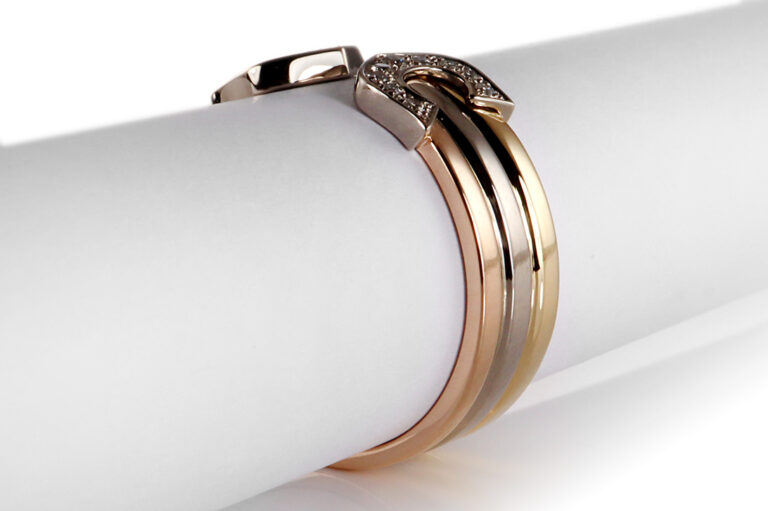 Ring Cartier Double C 750 18 Brillanten Tricolor Gold NEU Gr 51 [BRORS 20428]