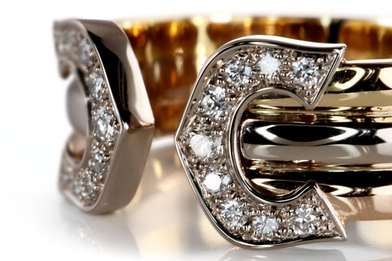 Ring Cartier Double C 750 18 Brillanten Tricolor Gold NEU Gr 51 [BRORS 20428]