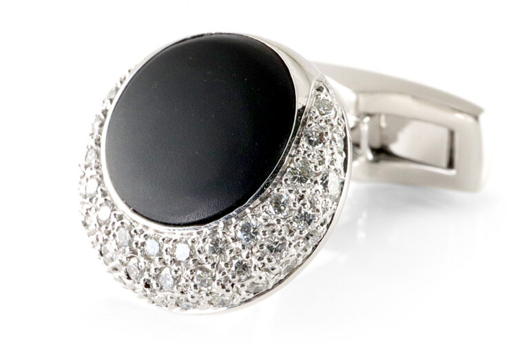 Piaget Manschettenknöpfe Onyx 80 Brillanten ca 1,6 ct 750 Weißgold [BRORS 19474]