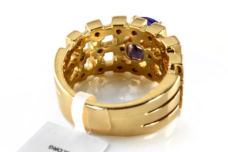 Ring Tansanit 2,5 ct + 20 Brillanten 0,40 ct G-H/VVS 750 Gelbgold [BRORS 19479]