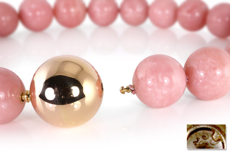 FRANZEN Collier Pink Andenopal Kugelkette 750 Gelbgold [BRORS 19567]