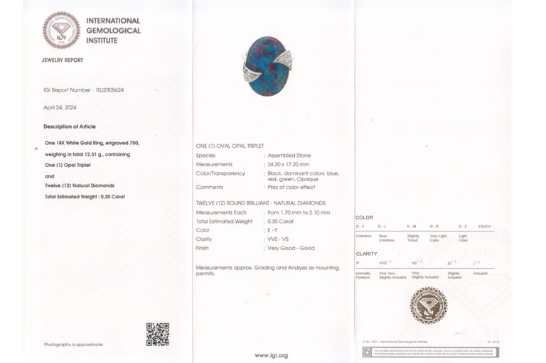 Ring schwarze Opal Triplette schönes Farbspiel 12 Brillanten Gr 60 [BRORS 19700]