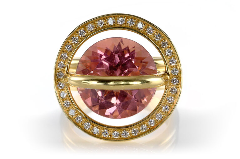 Bunz Designer Ring Turmalin ca 5 ct Brillanten ca 0,18 ct 750 Gold [BRORS 19716]