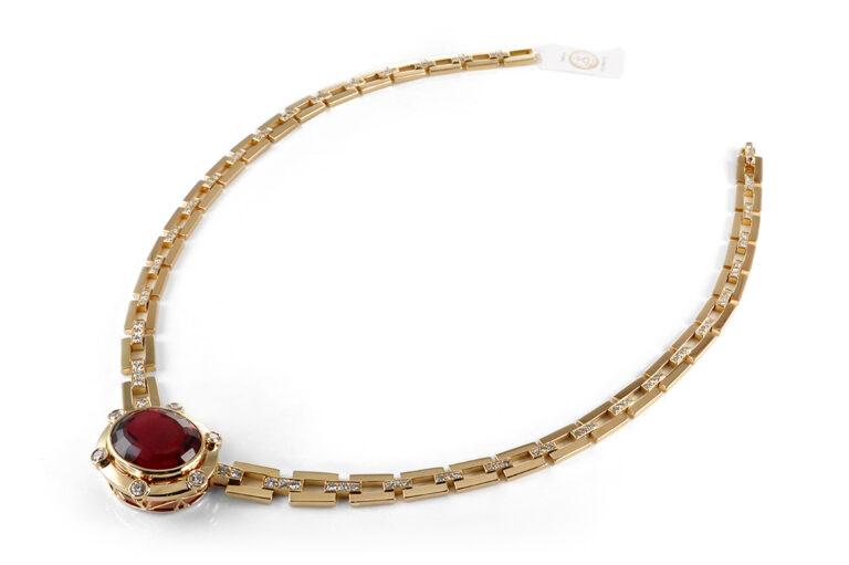 Michel GERARD Paris Collier großer Turmalin 24 ct +109 Brillanten [BRORS 19798]