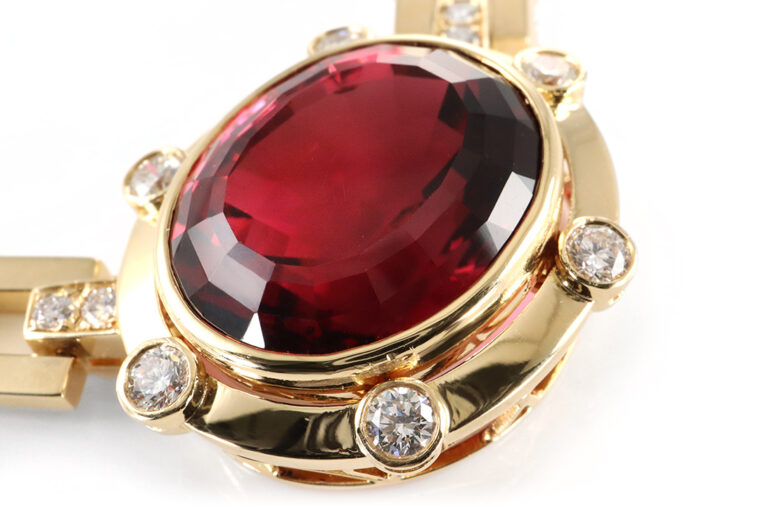 Michel GERARD Paris Collier großer Turmalin 24 ct +109 Brillanten [BRORS 19798]
