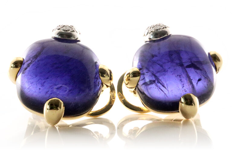 Ohrclipse Pomellato GRIFFE Iolith Brillanten 750 Gelbgold [BRORS 20034]