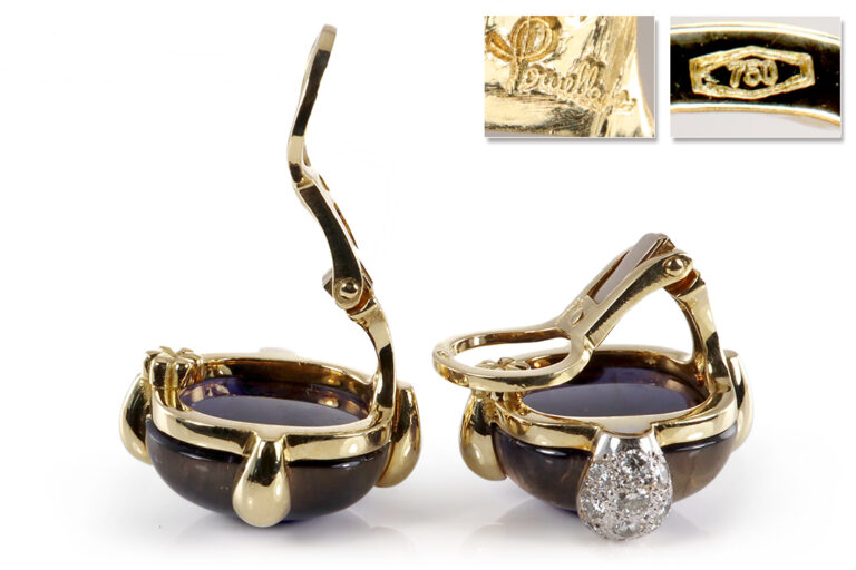 Ohrclipse Pomellato GRIFFE Iolith Brillanten 750 Gelbgold [BRORS 20034]