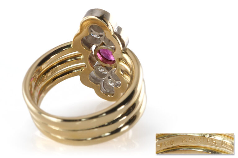 Katzler Ring Rubin ca 0,5 ct + 6 Brillanten ca 0,6 ct TW/VVS Gold [BRORS 20120]