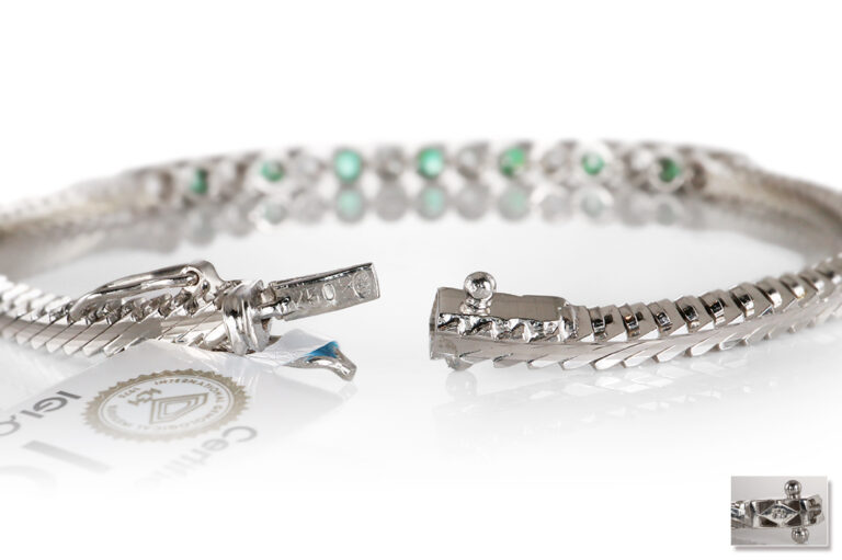 Armband 7 Smaragde 0,50 ct + 8 Brillanten 0,80 ct D-E/VVS-VS 1 IGI [BRORS 20444]