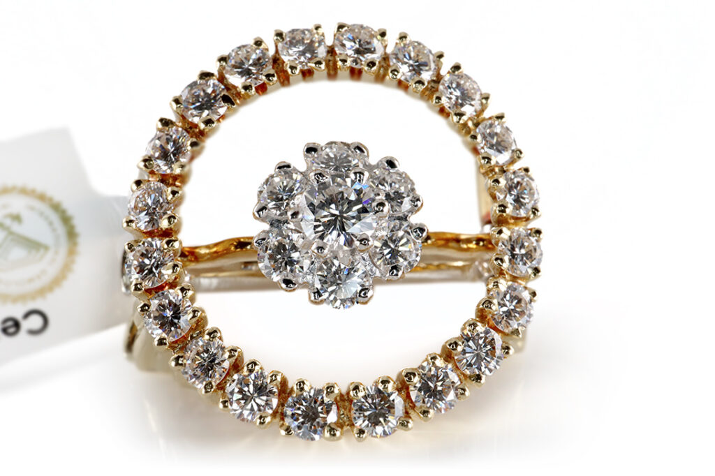 Perlen Clip Anhänger 27 Brillanten 2,1 ct River-TW/VVS Gold IGI [BRORS 20446]